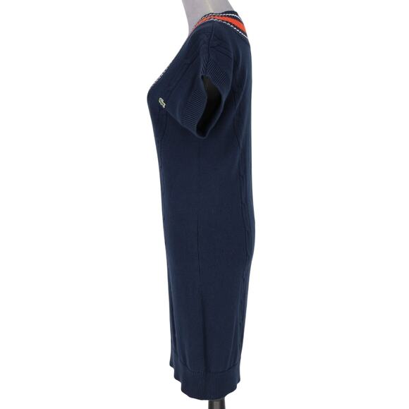 Lacoste Sport Sweater Dress Womens 6 US Navy Blue Orange Trim Nautical Preppy - Picture 12 of 13